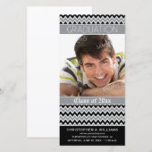 Aankondiging Chevron Pattern Afstuderen (zwart) (Voorkant / Achterkant)