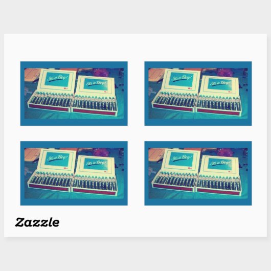 Aankondiging  Cigar Baby Boy Rechthoekige Sticker (Vel)