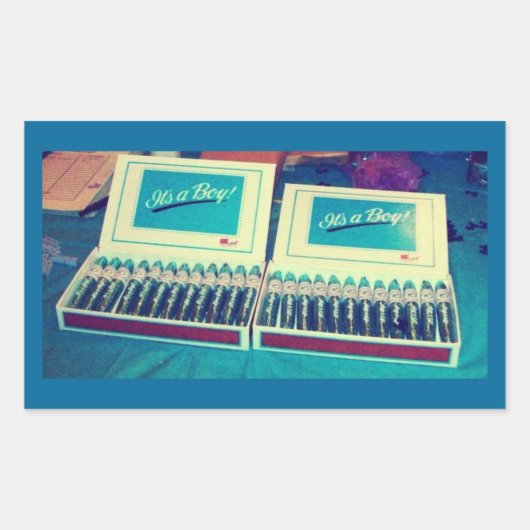 Aankondiging  Cigar Baby Boy Rechthoekige Sticker (Voorkant)