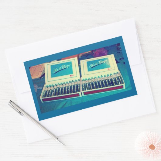 Aankondiging  Cigar Baby Boy Rechthoekige Sticker (Envelop)