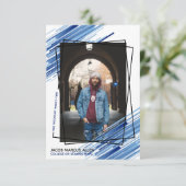 Aankondiging Cool Blue Abstract Photo Afstuderen (Staand voorkant)