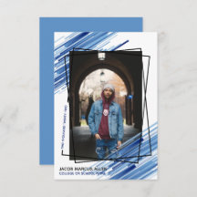 Aankondiging Cool Blue Abstract Photo Afstuderen