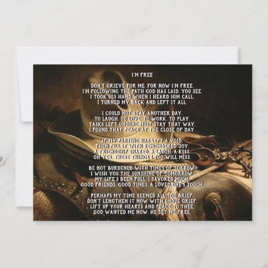 Aankondiging Cowboy Things Memorial Service (Achterkant)