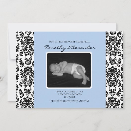 Aankondiging Damask Blue Birth (Voorkant)