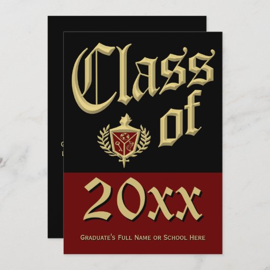 Aankondiging donkerrood Afstuderen (Voorkant / Achterkant)