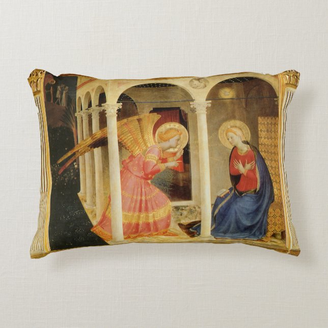 Aankondiging door Fra Angelico, Renaissance Fine A Accent Kussen (Voorkant)