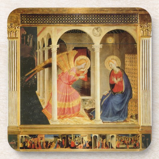 Aankondiging door Fra Angelico, Renaissance Fine A Bier Onderzetter (Voorkant)