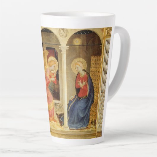 Aankondiging door Fra Angelico, Renaissance Fine A Latte Mok (Rechterhoek)