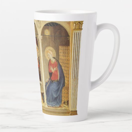 Aankondiging door Fra Angelico, Renaissance Fine A Latte Mok (Rechts)