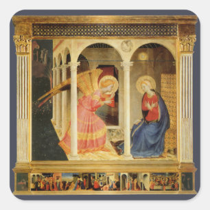 Aankondiging door Fra Angelico, Renaissance Schone Vierkante Sticker
