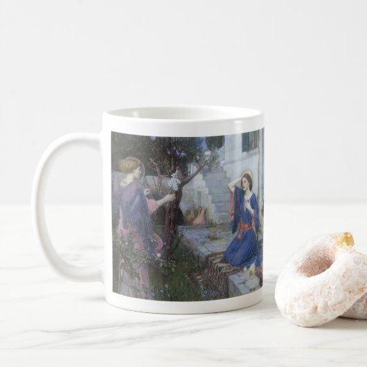 Aankondiging door JW Waterhouse, Victoriaans Kunst Koffiemok (Met donut)