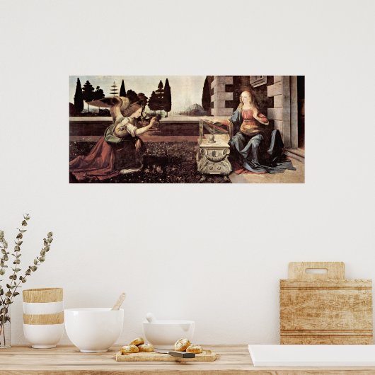 Aankondiging door Leonardo di ser Piero da Vinci Poster (Keuken)