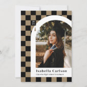 Aankondiging door Tan Checkered Arch Photo Afstude (Voorkant)