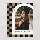 Aankondiging door Tan Checkered Arch Photo Afstude Briefkaart (Voorkant)