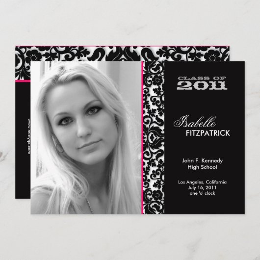 Aankondiging dramatisch Damask Afstuderen (Voorkant / Achterkant)