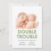 Aankondiging dubbele Baby groene tweelingen (Voorkant)
