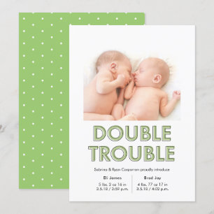Aankondiging dubbele Baby groene tweelingen
