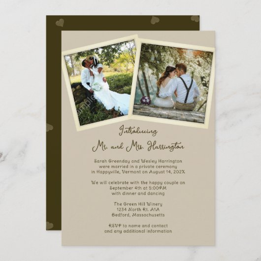 Aankondiging dubbele foto privé huwelijk (Voorkant / Achterkant)