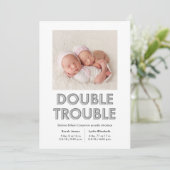 Aankondiging dubbele troebele grijze Twins-Baby (Staand voorkant)
