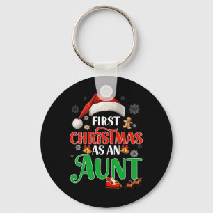 Aankondiging eerste kerst als tante bijpassende f sleutelhanger