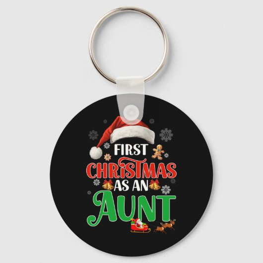 Aankondiging eerste kerst als tante bijpassende f sleutelhanger (Voorkant)