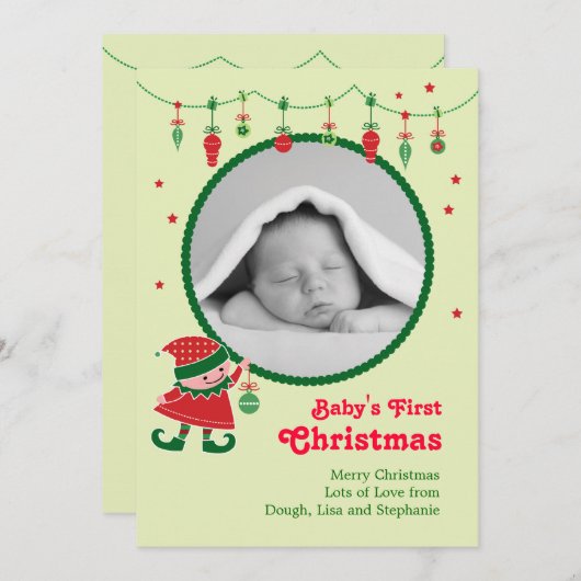 Aankondiging eerste kerstfoto Elf Baby (Voorkant / Achterkant)