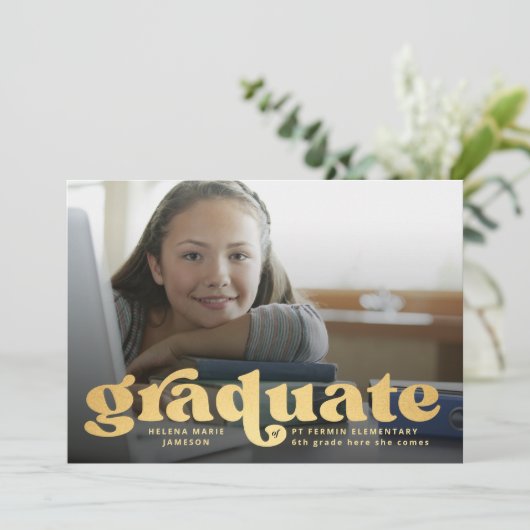 Aankondiging elementaire Retro Gold-foto (Staand voorkant)