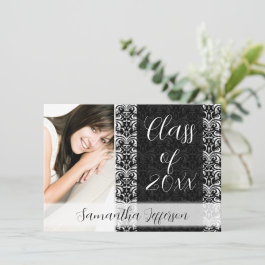 Aankondiging elk jaar foto-Afstuderen, Chic Black (Staand voorkant)