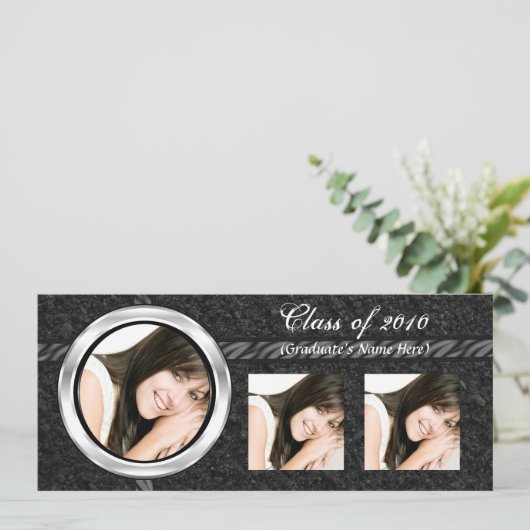 Aankondiging elk jaar~ zwart Afstuderen, 3 foto's (Staand voorkant)