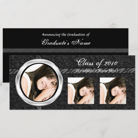 Aankondiging elk jaar~ zwart Afstuderen, 3 foto's (Voorkant / Achterkant)