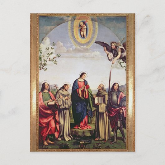 Aankondiging en heiligen, 1500 briefkaart (Voorkant)
