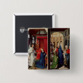 Aankondiging en presentatie in tempel vierkante button 5,1 cm (Voorkant /achterkant)