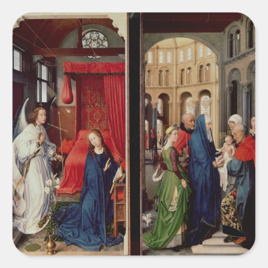 Aankondiging en presentatie in tempel vierkante sticker (Voorkant)