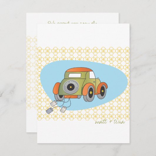 Aankondiging en uitnodiging tot feestvieren (Voorkant / Achterkant)