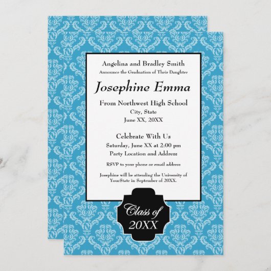 Aankondiging en uitnodiging van het afstuderen (Voorkant / Achterkant)