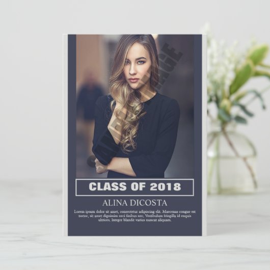 Aankondiging en uitnodiging van het afstuderen (Staand voorkant)