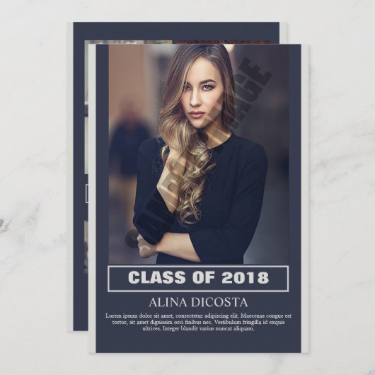 Aankondiging en uitnodiging van het afstuderen (Voorkant / Achterkant)