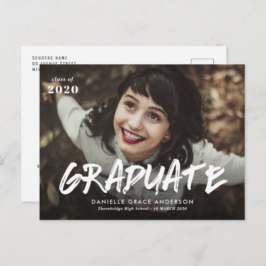 Aankondiging en uitnodiging van het afstuderen van (Voorkant / Achterkant)