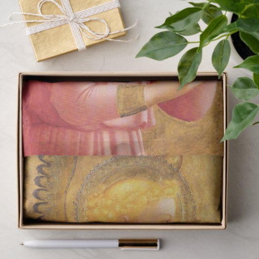 AANKONDIGING ENGEL IN GOUD ROZE Kerstgroet Tissuepapier (Geschenk)