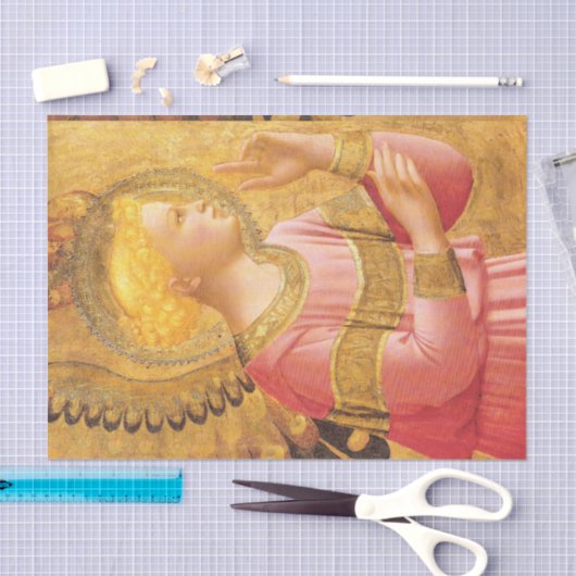 AANKONDIGING ENGEL IN GOUD ROZE Kerstgroet Tissuepapier (Craft)