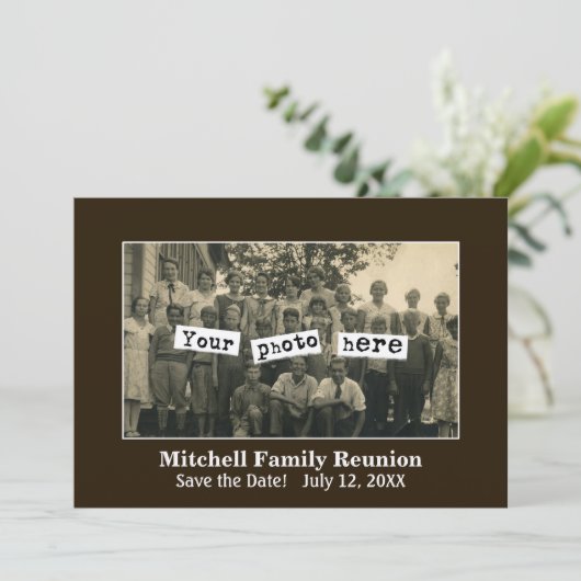Aankondiging familieresjabloon foto's reunion (Staand voorkant)