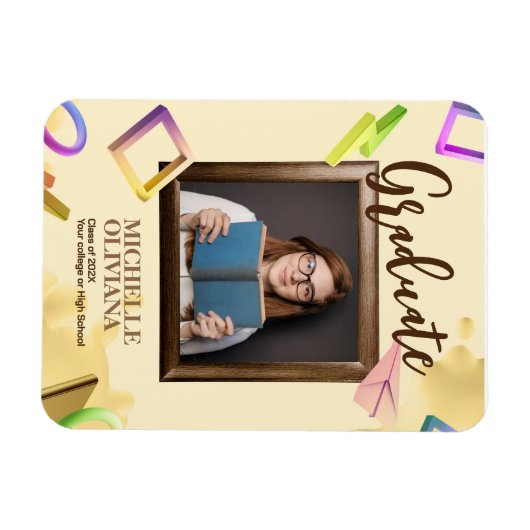 Aankondiging fancy afstuderen personaliseren magneet (Horizontaal)