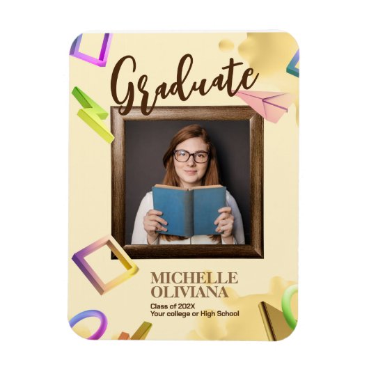 Aankondiging fancy afstuderen personaliseren magneet (Verticaal)