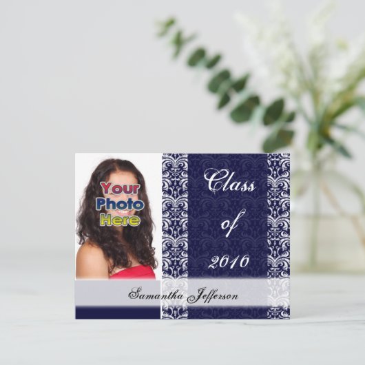 Aankondiging Fancy Afstuderen van elk jaar~ marine (Staand voorkant)