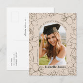 Aankondiging Floral Arch Tan Photo Afstuderen (Voorkant / Achterkant)