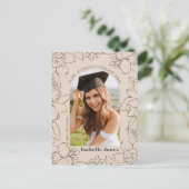 Aankondiging Floral Arch Tan Photo Afstuderen (Staand voorkant)