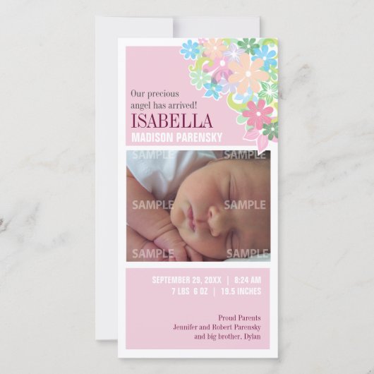 Aankondiging Floral Bunch-Baby (Voorkant)