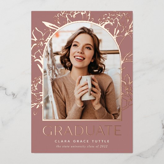 Aankondiging Floral Folie Arch Foto Afstuderen (Voorkant)