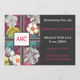 Aankondiging Floral Monogrammed Adoption