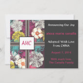 Aankondiging Floral Monogrammed Adoption (Voorkant)